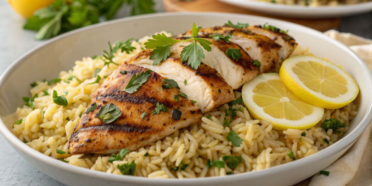 Lemon Herb Rice with Grilled Chicken.webp