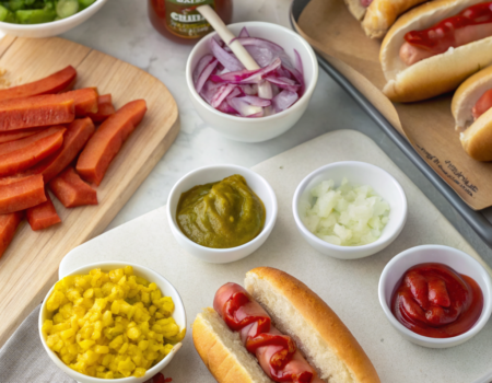 How to Prepare Homemade Hot Dogs with ToppingsIngredients